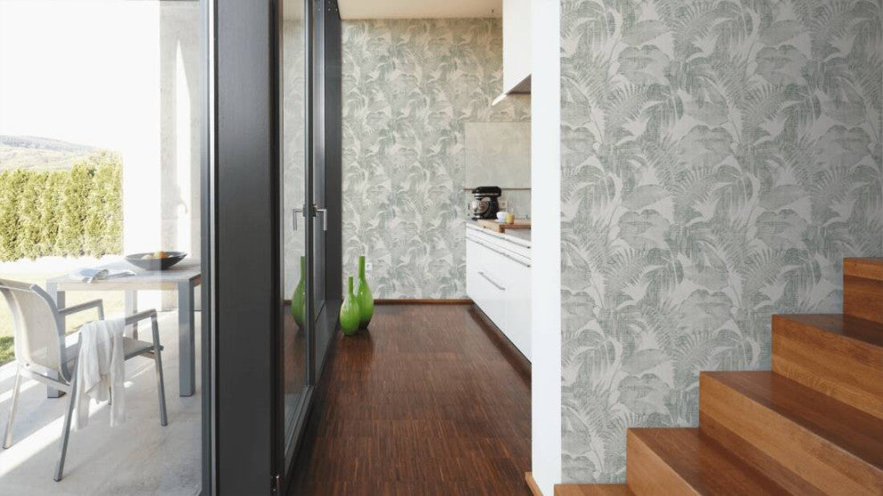 Sample, Botanical Jungle Textured Wallpaper Featuring Tropical Leaves, 373964