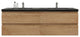 Belli 72" Double Sink Wall Mount Vanity Set, New England Oak, Matt Black Top