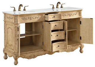 60" Double Bathroom Vanity, Vintage Mint