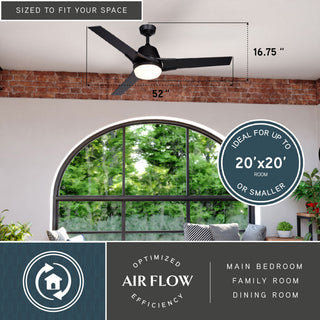 Crescent 52" Ceiling Fan Black