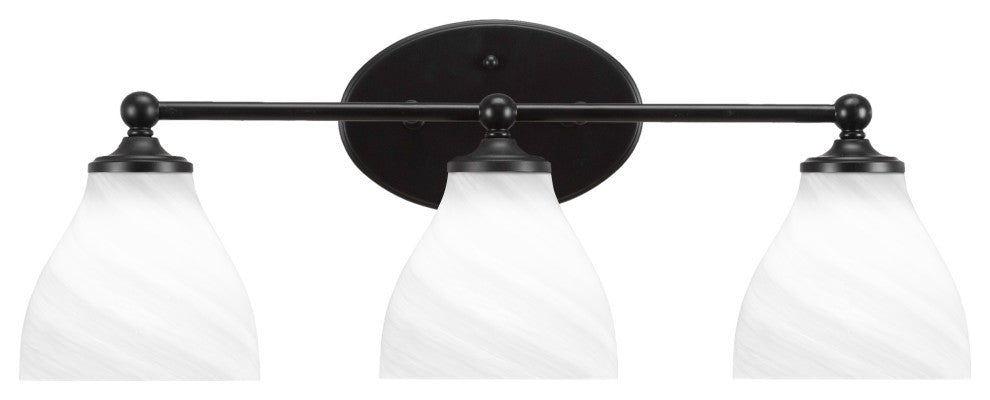 Capri 3-Light Bath Bar, Matte Black/White Marble