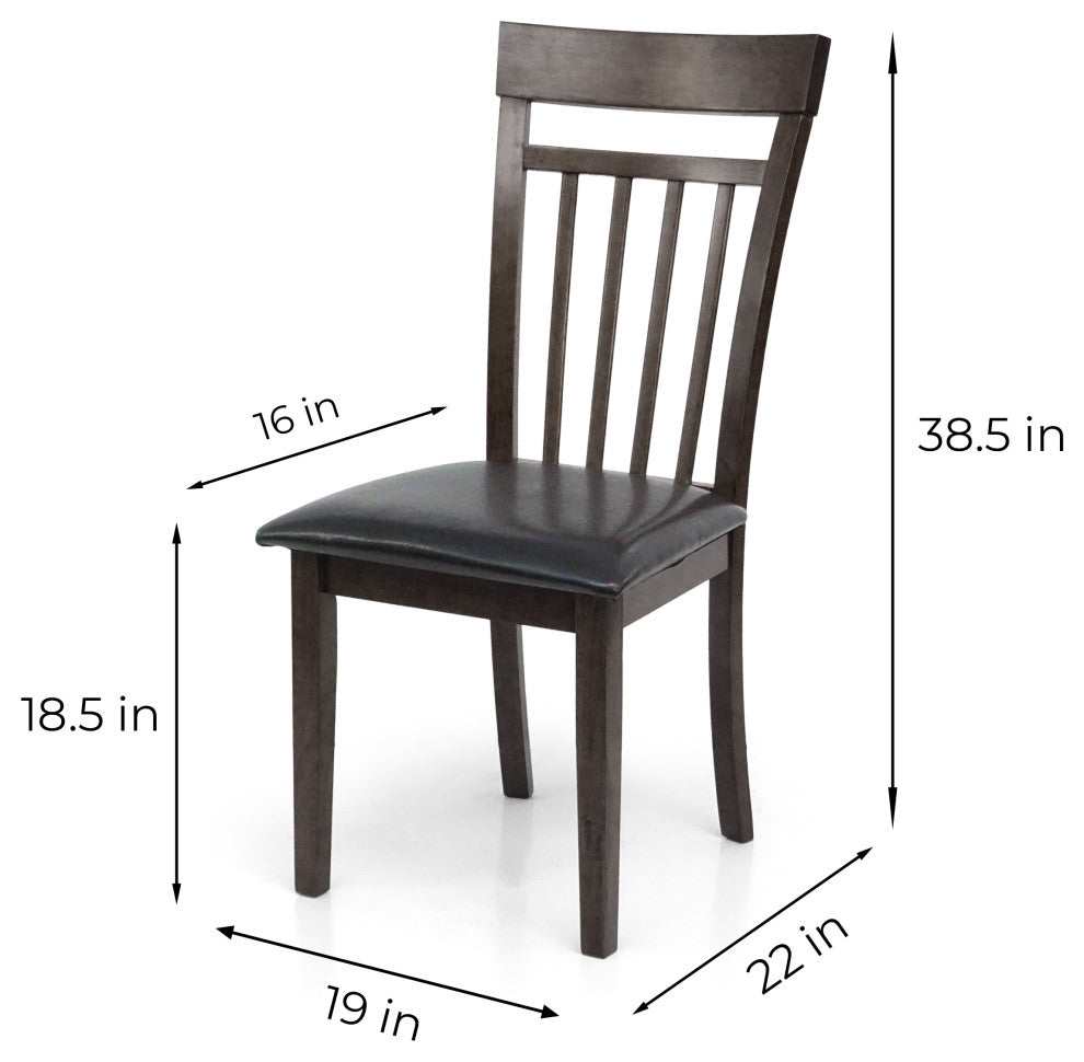Set of 4 Classic Style Solid Wood Warm Dining Chairs, Espresso/Pu Leather