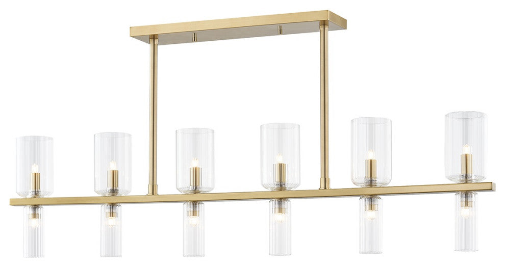 Tabitha 12 Light Island, Aged Brass, Clear