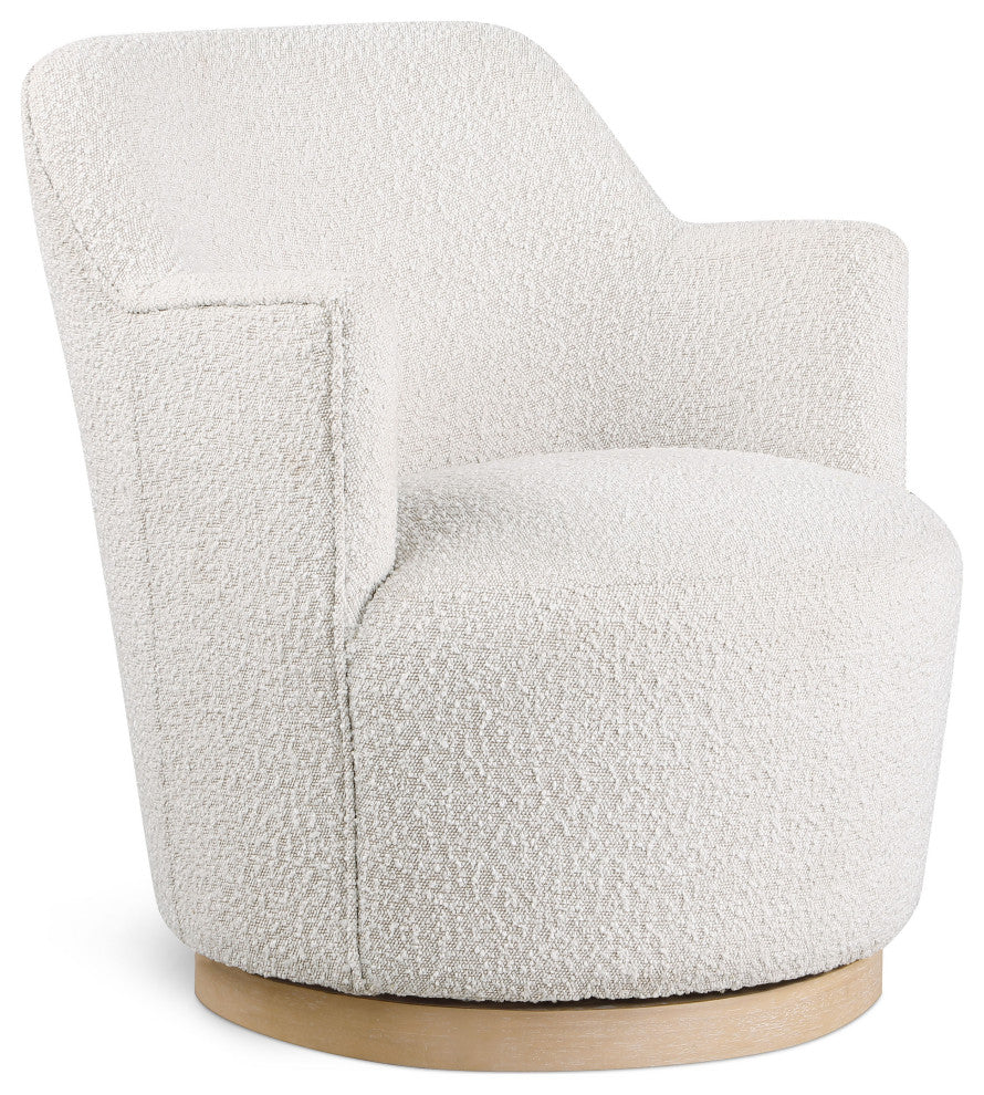 Clarita Swivel Accent Chair, Cream, Boucle Fabric