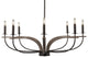 Monterey Uplight 8-Light Chandelier, Matte Black & Painted Distressed Wood-look