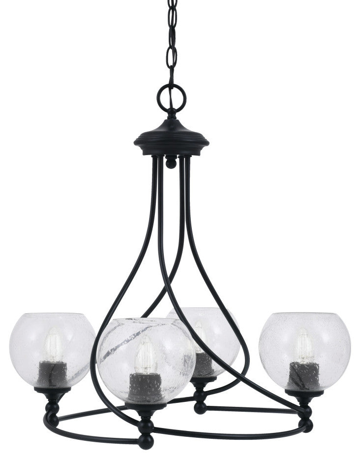Capri 4-Light Chandelier, Matte Black/Clear Bubble