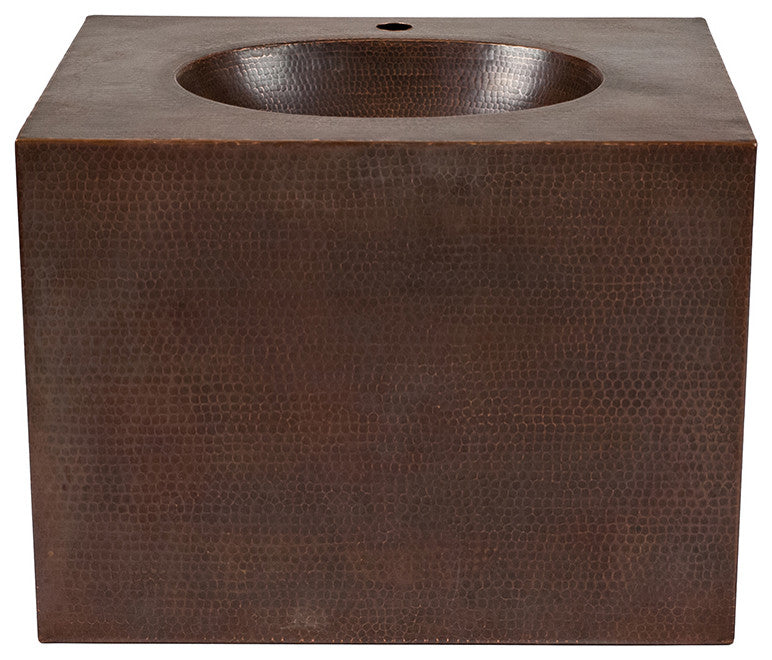24" Hand Hammered Copper Wall Mount Vanity with Single Faucet Hole