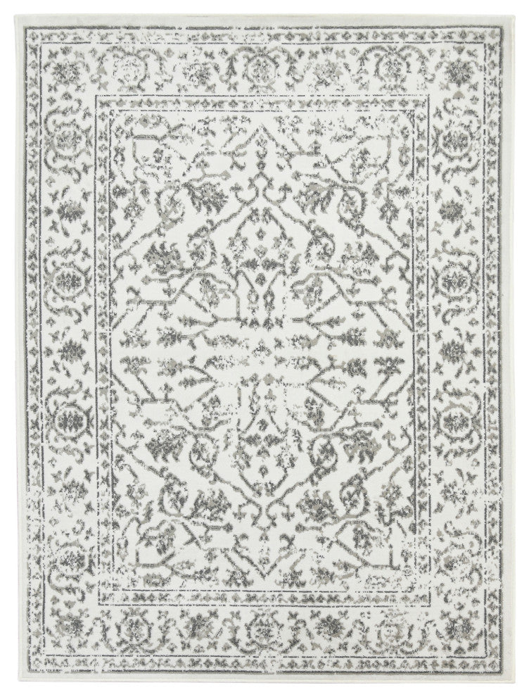 Alpine Fany Power-Loomed Polypropylene Area Rug, Light Gray, 6'7"x9'