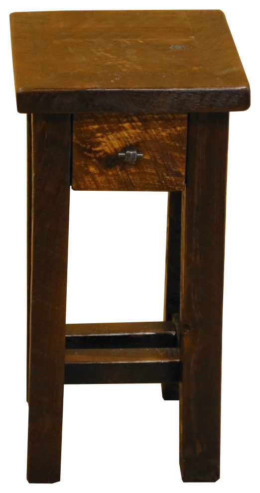 Barnwood Style Timber Peg Small Nightstand with Drawer, Early American