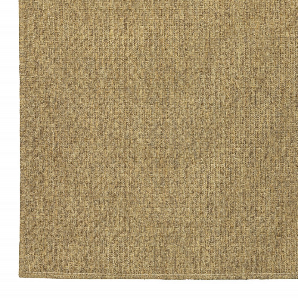 8"x11" Solid Tan Indoor Outdoor Area Rug