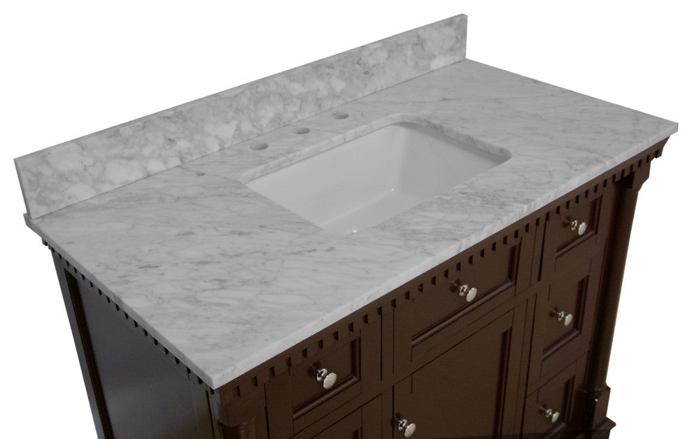 Sydney 42" Bathroom Vanity, Chocolate, Carrara Marble