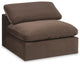 Comfy Beige Linen Textured Fabric Modular Chair, Brown, Velvet, Armless Chair