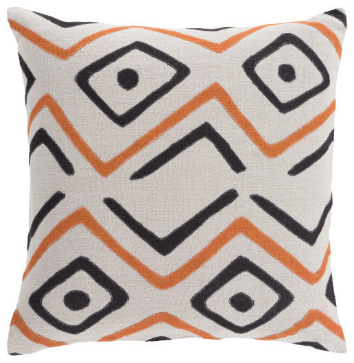 Surya Nairobi NRB-009 18"x18" Pillow Kit, Black/Gray/Burnt Orange