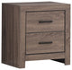 2 Drawers Wooden Nightstand, Barrel Oak