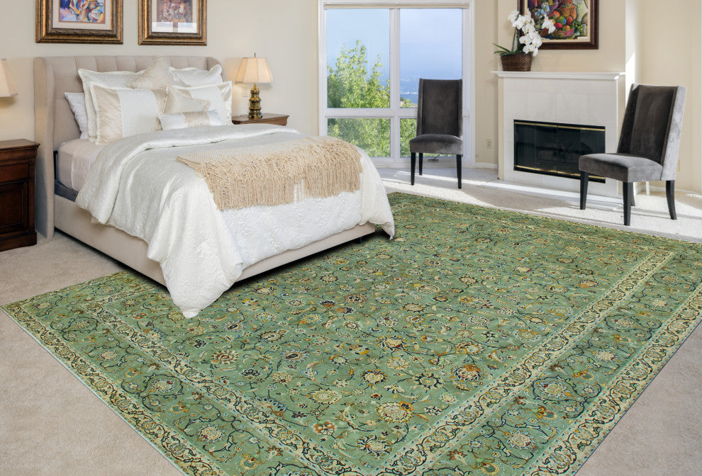 Super Vintage Distressed Calvert Lt. Green/Red Rug, 10'2 x 13'0