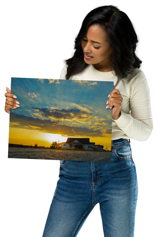 Sunset at Bowers Landscape Photo, Coastal Unframed Wall Art Print, 11" X 14"