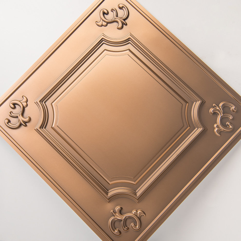 Drop Ceiling Tiles 24x24inch (12-Pack, 48 Sq.ft), Wainscoting Panels Glue Up 2x2, Bronze