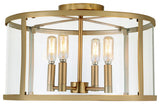 Bryant 4 Light Semi-Flush Ceiling Light, Satin Brass