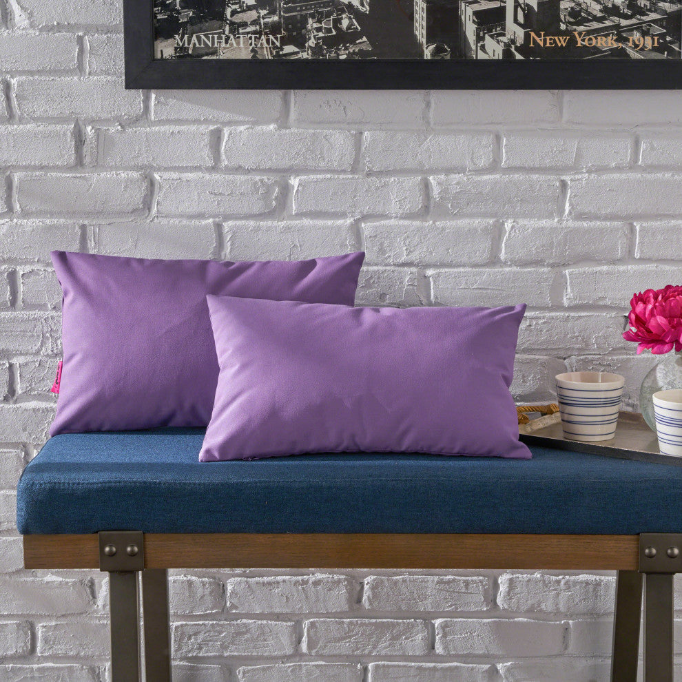 GDF Studio Kaffe Indoor Water Resistant Rectangular Throw Pillow, Purple, Set of