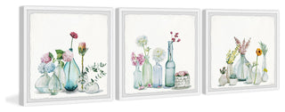 Floral Bottles Triptych, Set of 3, 12x12 Panels