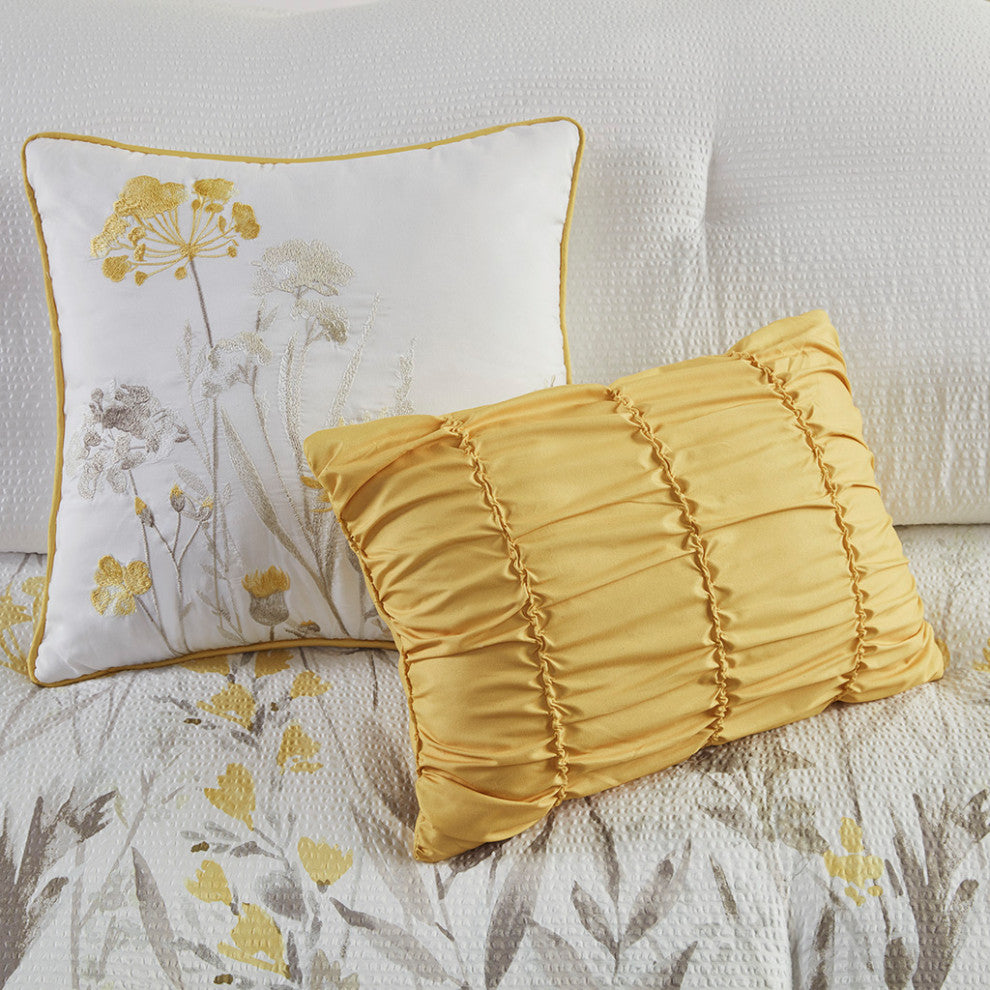 Madison Park Prairie 5 Piece Seersucker Comforter Set With Throw Pillows