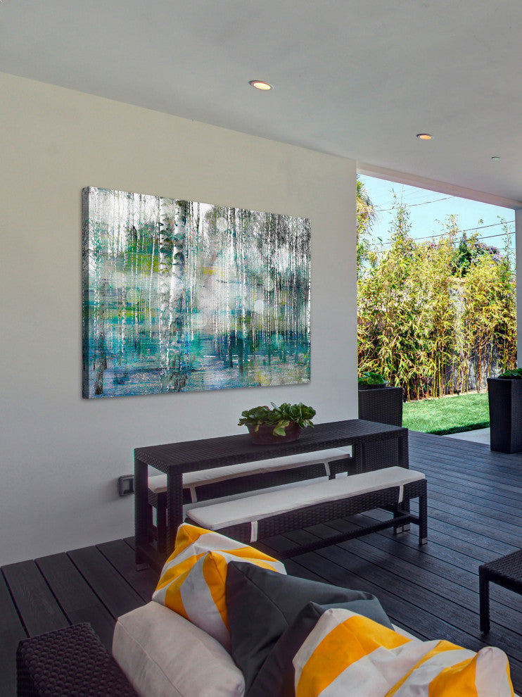 "Tree Trunk Lights" Painting Print on Wrapped Canvas, 24"x16"