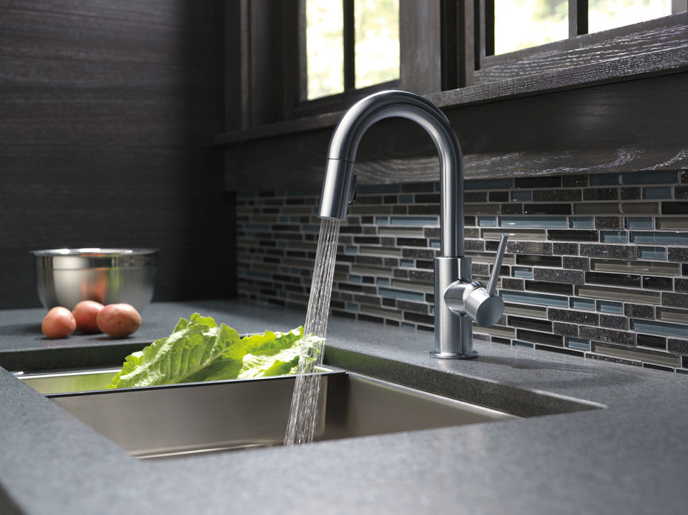 Delta Trinsic Single Handle Pull-Down Bar / Prep Faucet, Arctic Stainless