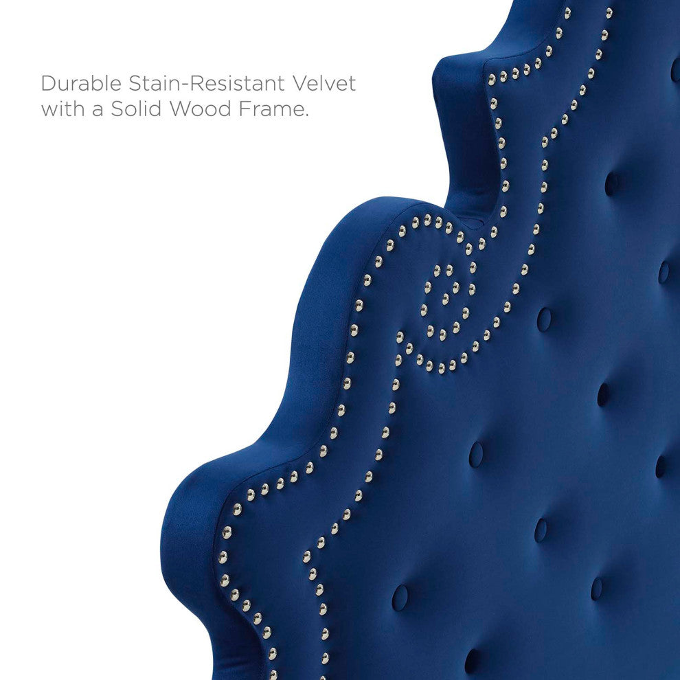 Diana Tufted Performance Velvet Twin Headboard Navy