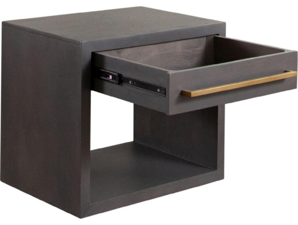 Encore Solid Mango Wood 1-Drawer End Table in Grey Oak Finish by Diamond Sofa