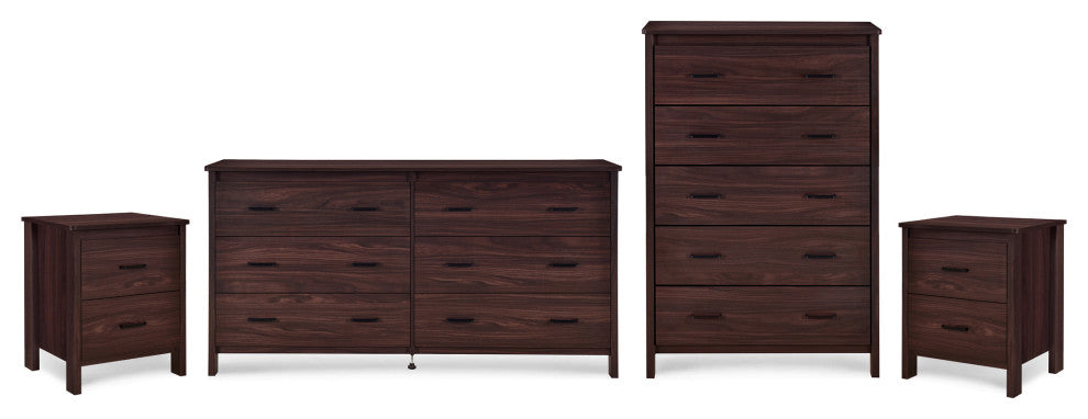 Titeca Contemporary 4 Piece Dresser and Nightstand Set, Wenge