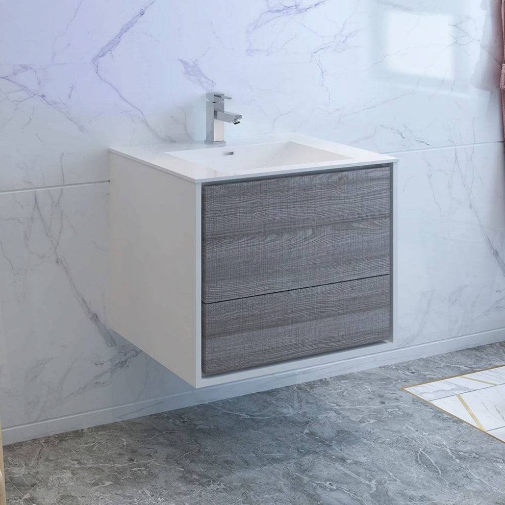 Fresca FCB9230HA-I Catania 30" Glossy Ash Gray Wall Hung Cabinet With Sink