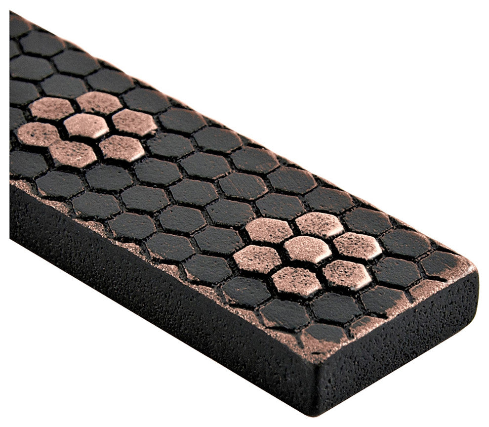 Floral Hex Metal  Tile Trim 1"x6", Set of 5, Oil Rubbed Bronze