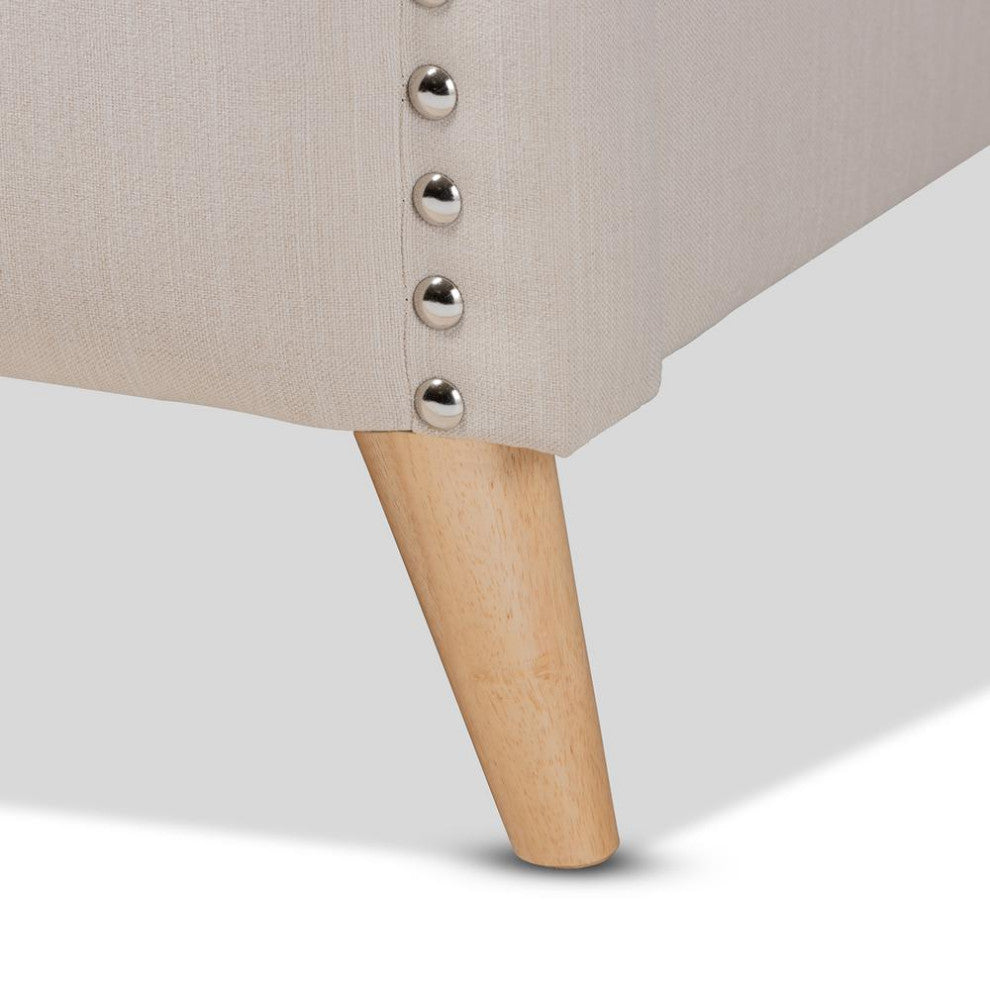 Felisa Beige Fabric Upholstered and Button Tufted King Size Platform Bed