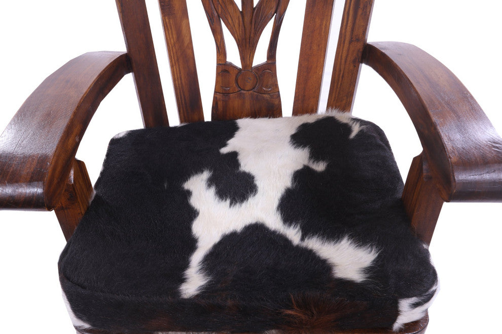 Wooden Rocking Chair Handcarved Back Removable Hair-On Cowhide Pillow RC132-CP