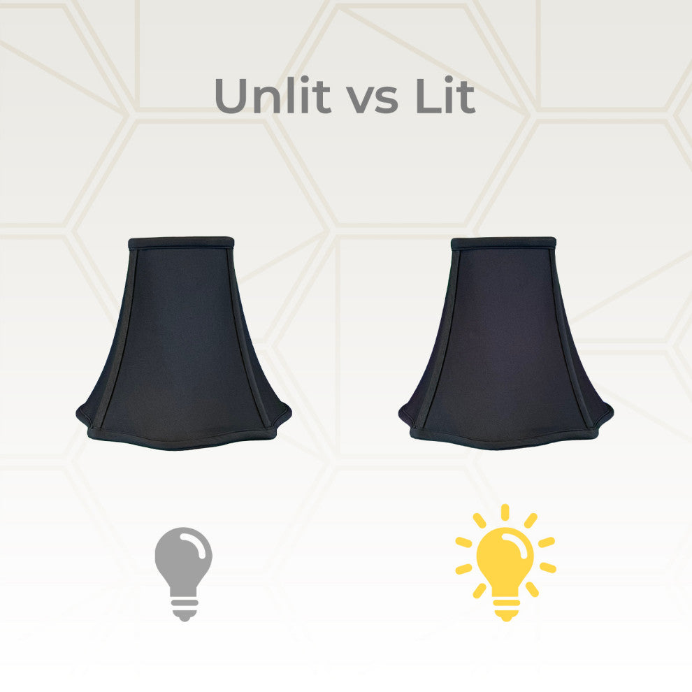 Royal Designs Fancy Square Bell Basic Lamp Shade, Black, 6x14x11.5, Set of 2