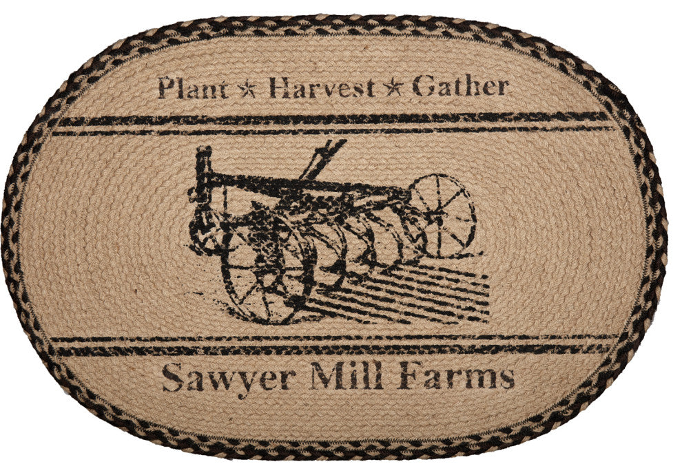 Sawyer Mill Charcoal Plow Jute Rug Oval, 20x30