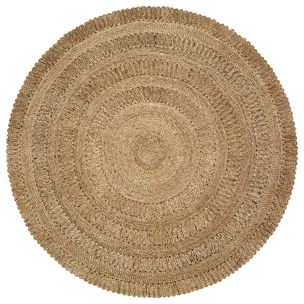 Gray Toned Braided Organic Jute Area Rug, 8' Round