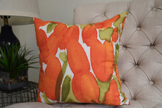 Sunset Tulip Decorative Floral Throw Pillow, Orange, 18"