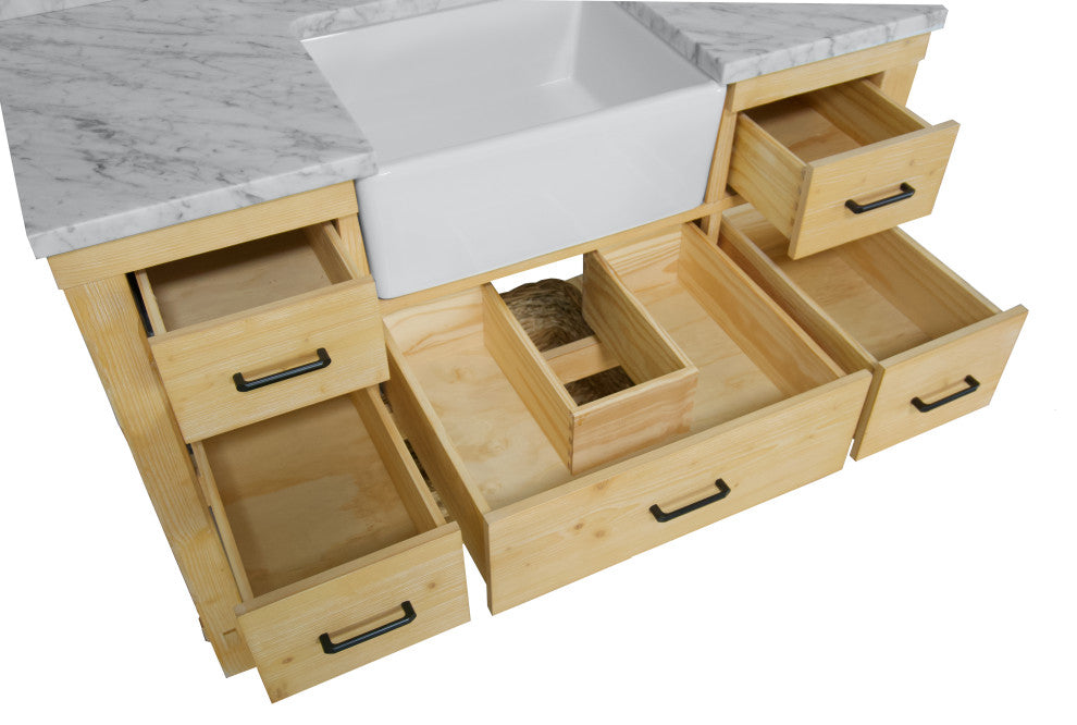 Charlotte 48" Bathroom Vanity, Drift Wood, Carrara Marble