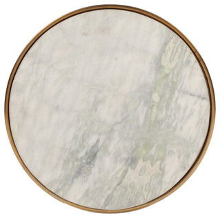 Metropolitan Modern Glam Handcrafted Aluminum Accent Table with Marble Table Top