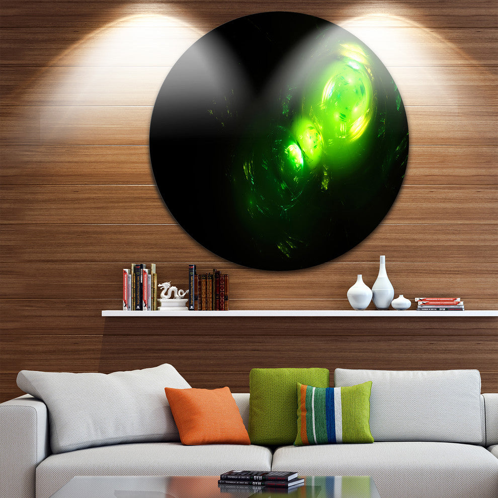Air Bubbles Under Water, Abstract Digital Art Disc Metal Wall Art, 36"