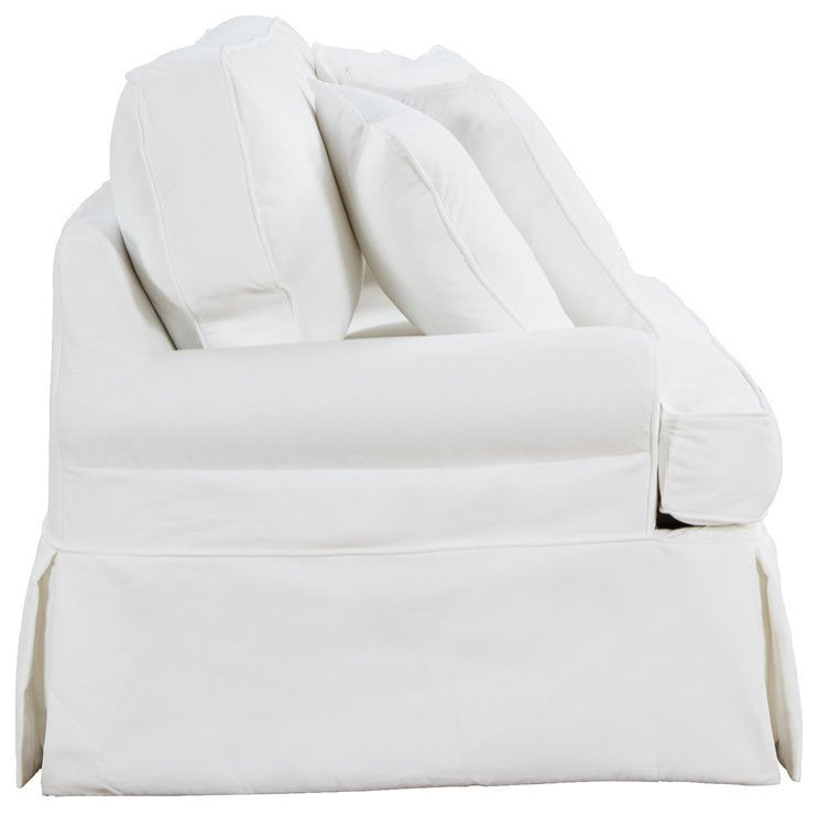 Sunset Trading Horizon T-Cushion Fabric Slipcovered Sofa in White