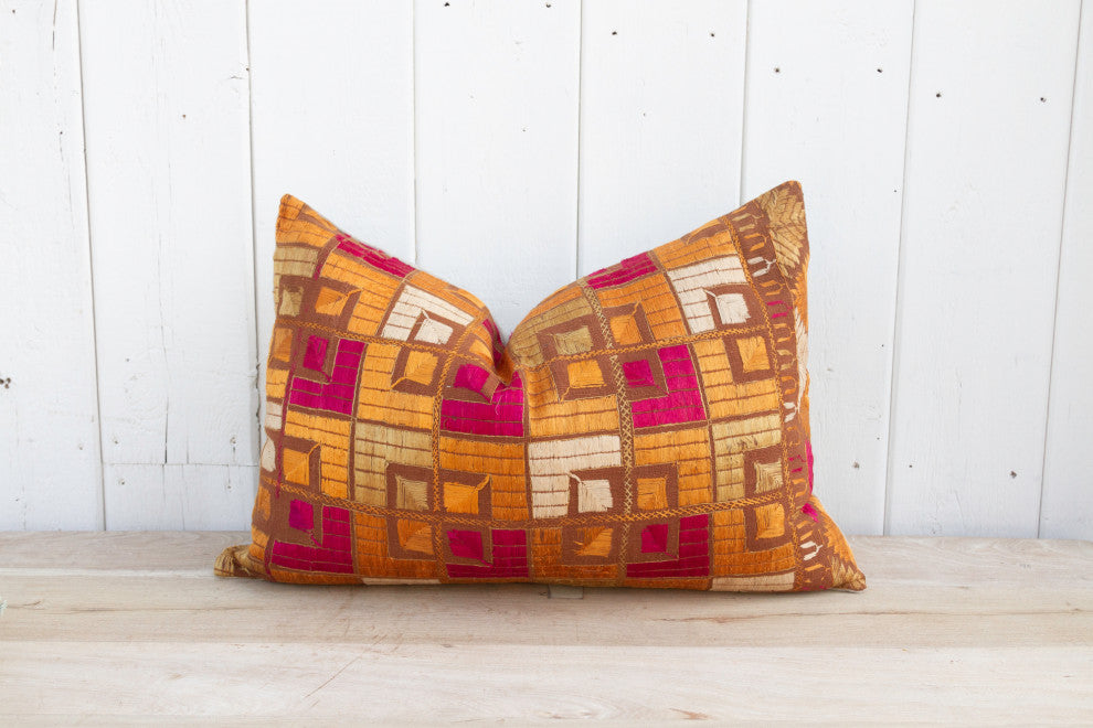Palash Silk Phulkari Pillow