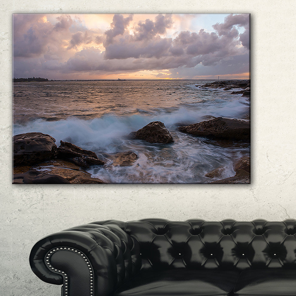 "Cloudy Sky and Stormy Waves in Sydney" Canvas Print40"x20"