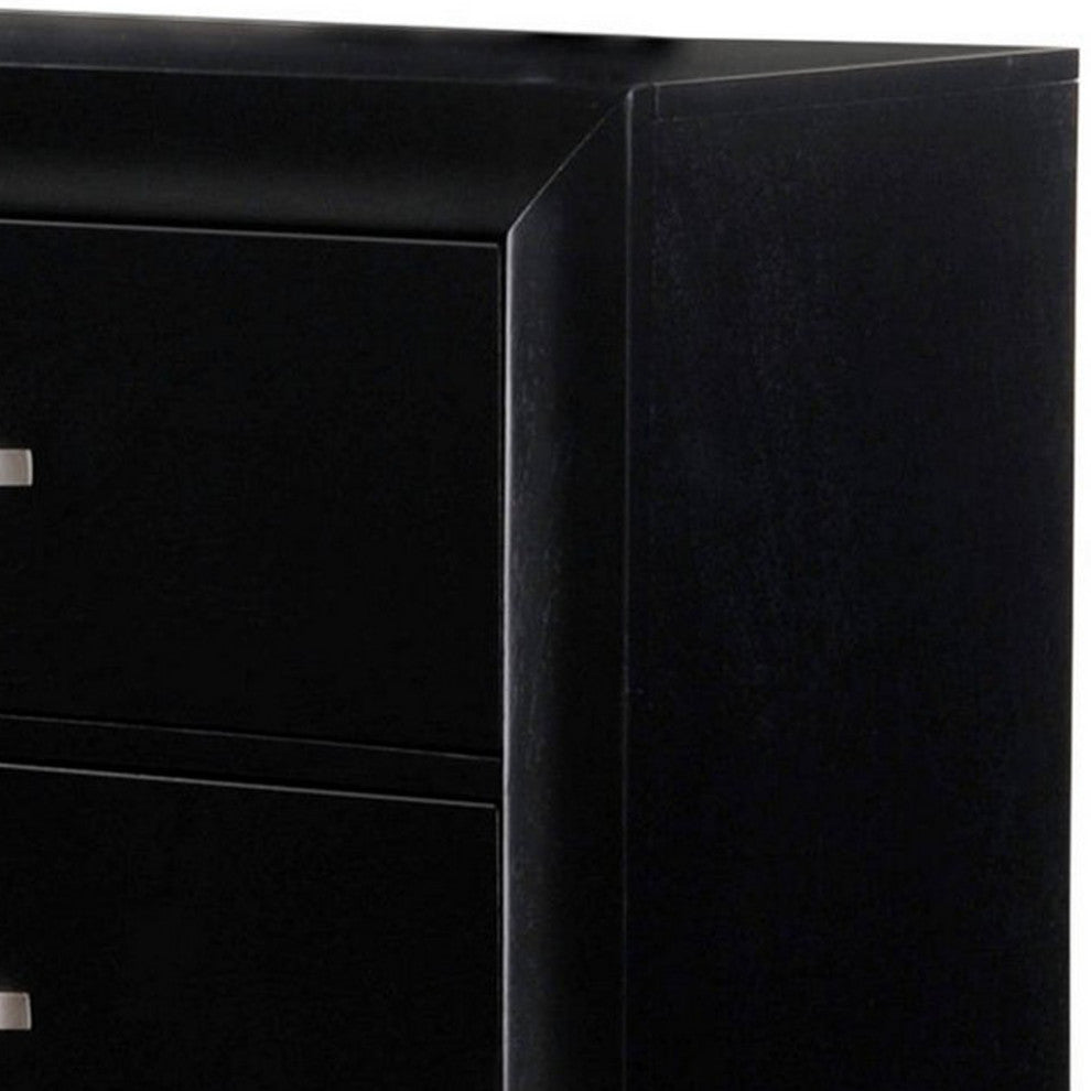 Benzara BM241247 Dresser, 6 Storage Drawers/Curved Pulls, Black