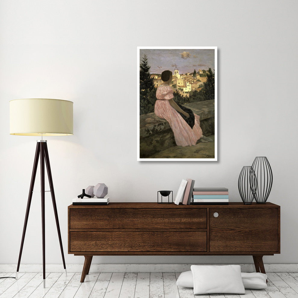 "The Pink Dress (View of Castelnau-le-Lez, Herault)" Paper Art, 32"x46"