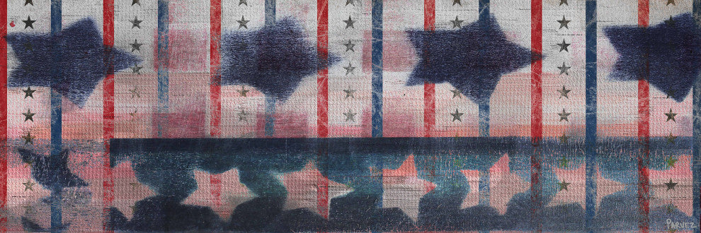 "Bold Stars" Print on Canvas, 30"x10"