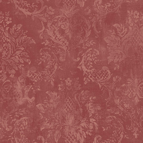 Weathered Damask Wallpaper, Red, Bolt