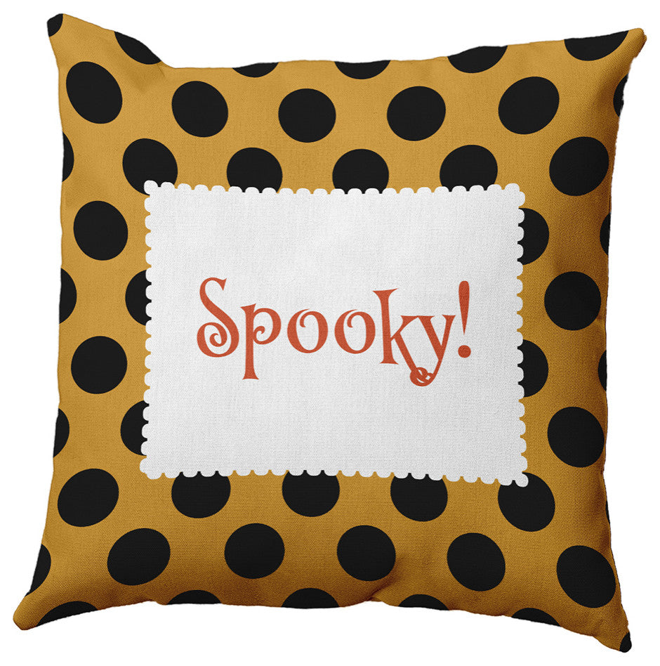 Halloween Spooky Dots Accent Pillow, Golden Mustard, 16"x16"