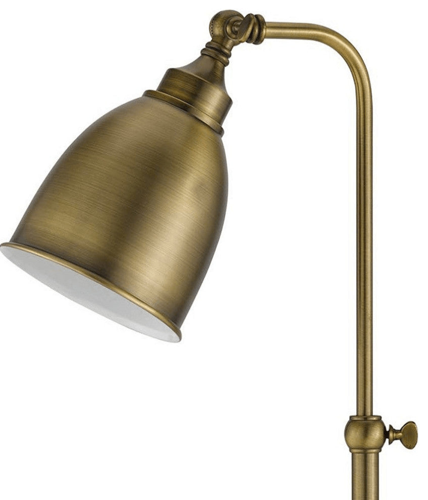 25" Bronze Metal Adjustable Table Lamp With Antiqued Brass Dome Shade
